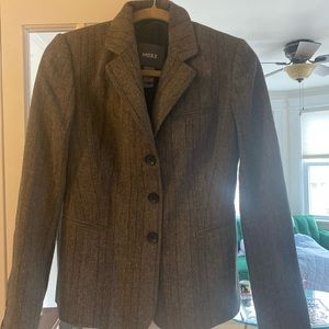 Mexx menswear style wool blend blazer. Grey with thin black stripes . Size 2